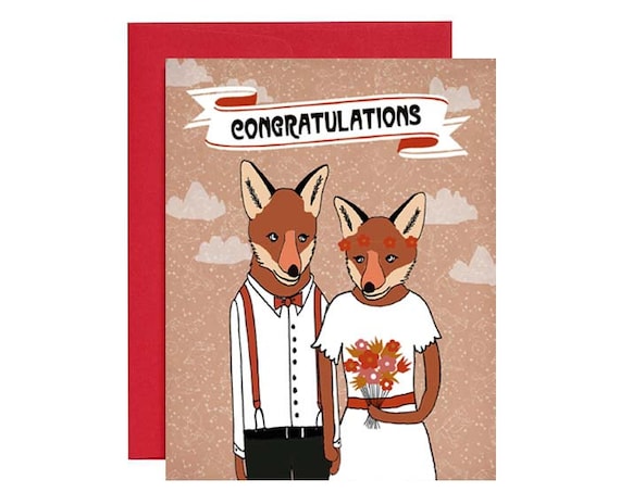 Congratulations - Wedding Foxes Card