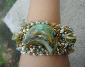 Porcelain Accent Seed Bead Cuff