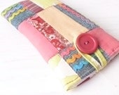 Iphone 5 Sleeve Padded - Patchwork Vegan Fabric Iphone 5 Case - Cell Phone Pouch - Recycled Repurposed Girls Gift