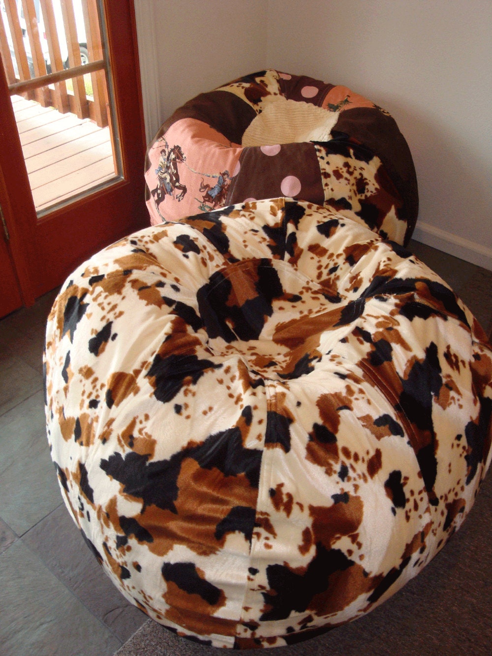 Cowhide Print Faux Fur Bean Bag chair 