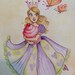 Princess and cupcake watercolor painting