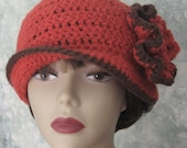 Womens Crochet Hat Pattern With Double Flower Trim PDF Easy To Make Resell finished