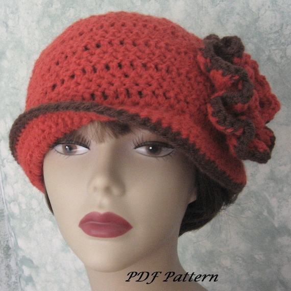 Womens Crochet Hat Pattern With Double Flower Trim PDF Easy To Make Resell finished