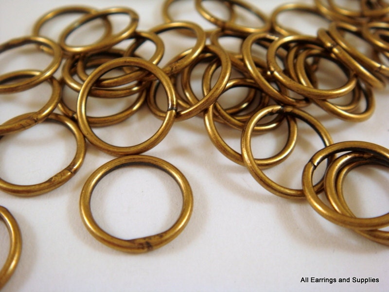 50 Antique Brass Soldered Closed Jump Rings 10mm 18 Gauge - 50 pc - 5840-5