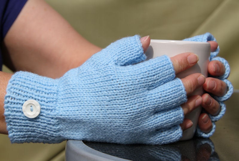 Blue Fingerless Gloves