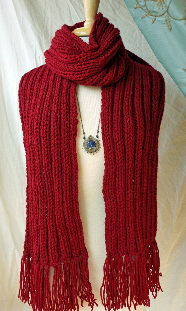 Knit Scarf   The Whidbey in Cranberry