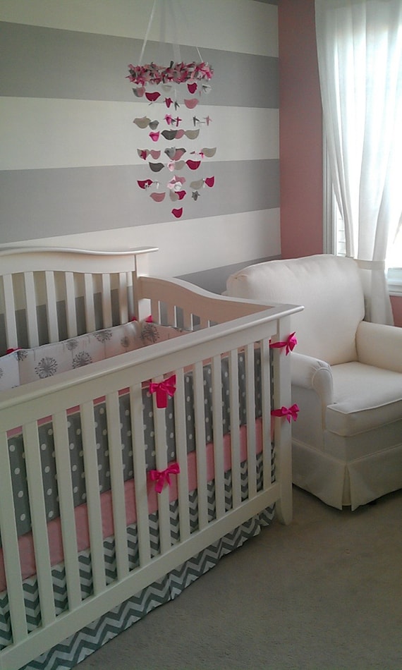 Design your own 3 pcs. SET Custom crib  Bedding - Back to basics ele chevron baby pink