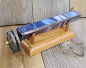 Kaleidoscope - Stained Glass Purple, Blue,White Body and Wheels, Wood Stand