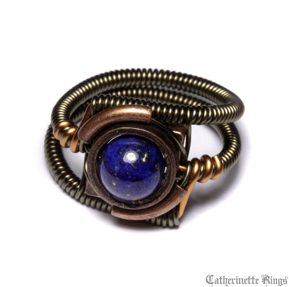 Steampunk Jewelry - Ring - Lapis Lazuli (Custom size available - see description)