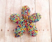 Rainbow Bright - Beaded Flower Hair Clip or Brooch - Ododo Originals