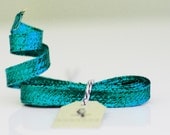3/8" Turquoise Metallic Wired-Edge Ribbon 3 yards
