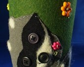 Raccoon felted cup warmer