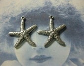Silver-Ox Plated Two Sided Starfish Charms 588SOX x2