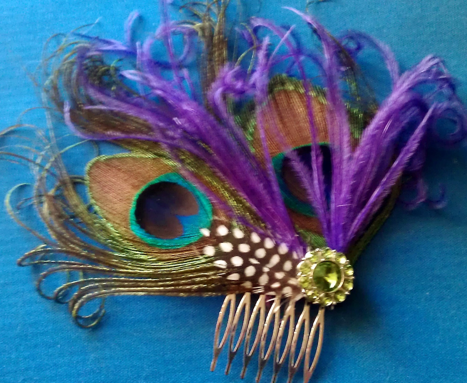 Peacock, peacock fascinator, Holiday party, Etsy wedding, Peacock wedding, READY TO SHIP, Wedding, peacock barrette, feather, comb