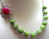 Green Necklace, Green Agate, Natural Stone