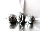Metallic Silver Walnut Ornaments hand painted Christmas Ornaments