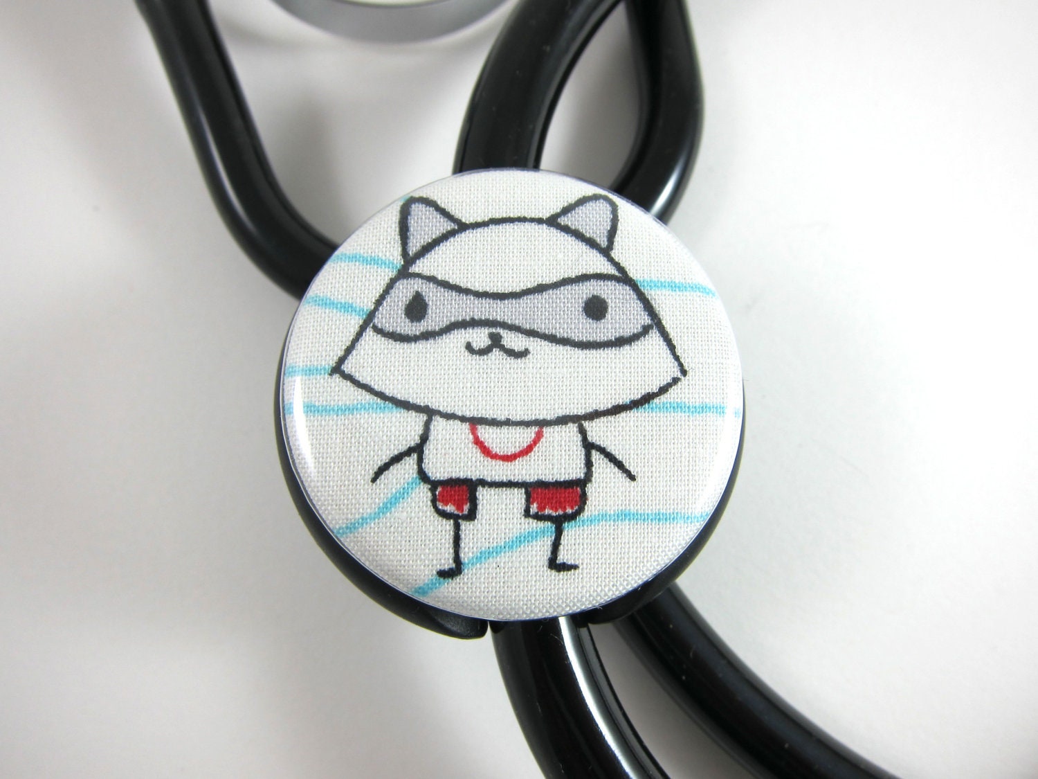 Stethoscope ID Tag Clip Charm - Doodle Raccoon