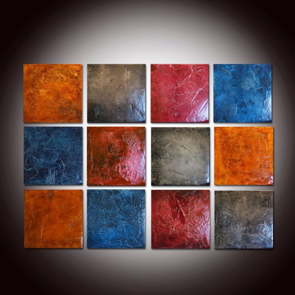 Art Painting Abstract Huge Colorful 48x36 Textured Painting  -Sculpted Details - Mixed Media Acrylic Red Painting Made to order