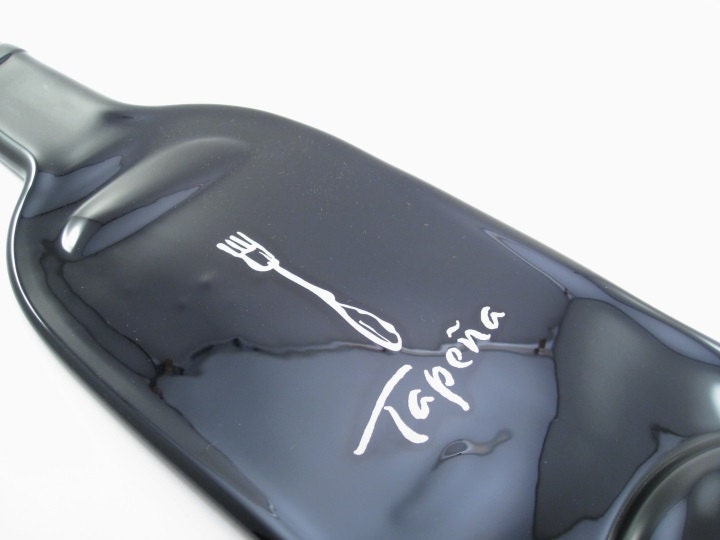 Recycled Wine Bottle Cheese Board Serving Tray Tapena Fork Logo