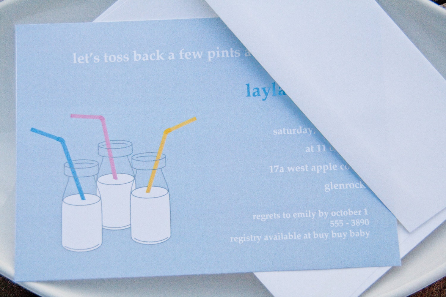 Milk Baby Shower Invitation Pint of Milk Party Invitations set of 10 by Belleza e Luce Il_570xn