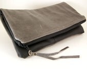 Stormy Days - Reversible  Fold-over Leather Clutch -