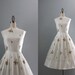 1950s Sundress / Vintage 50s Dress / Sheer White Embroidered Dress