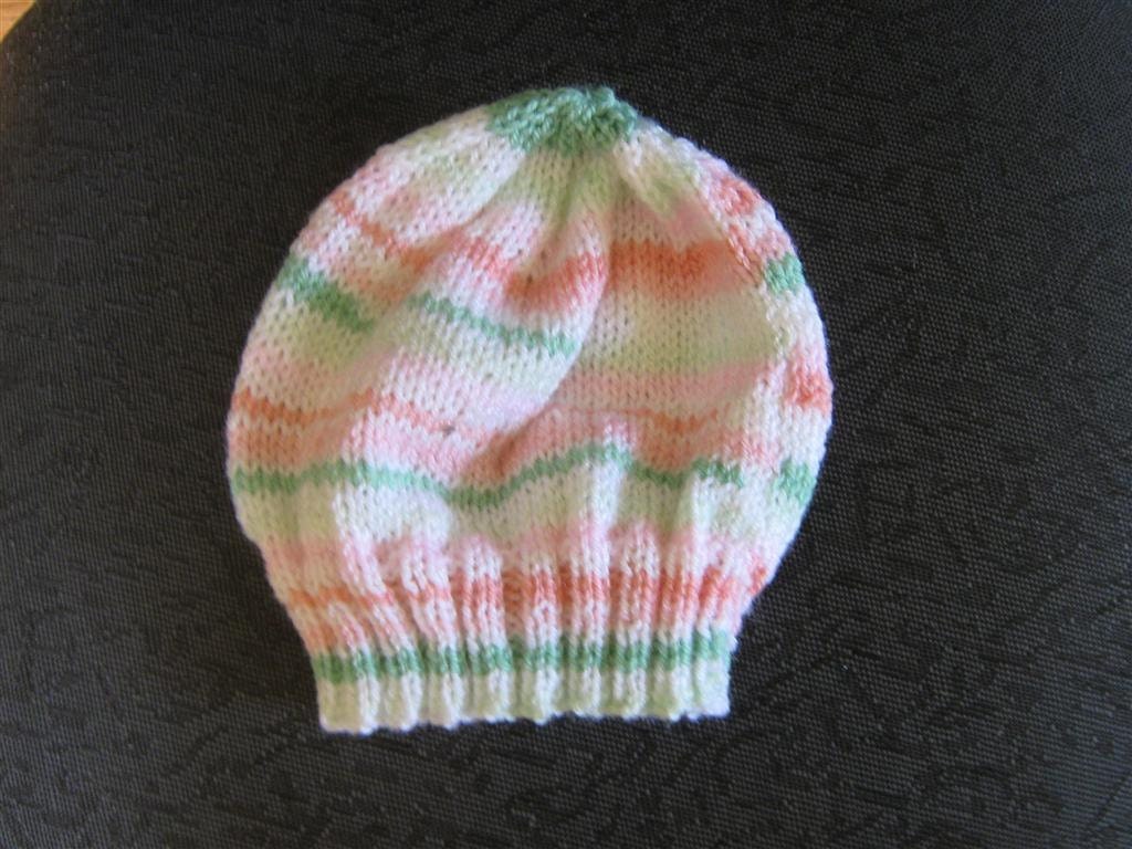 acrylic striped  Baby Hat - 6 - 12 months Hand knit