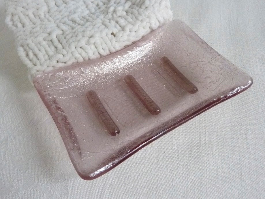 Amethyst and Silver Glass Soap Dish
