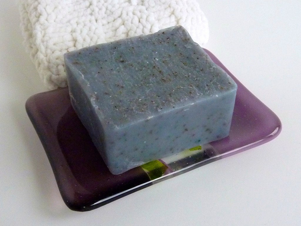 Glass Soap Dish in Dusty Lilac and Violet