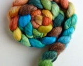 Alpaca Merino Silk Hand Dyed Spinning or Felting Fiber, Sun Morning