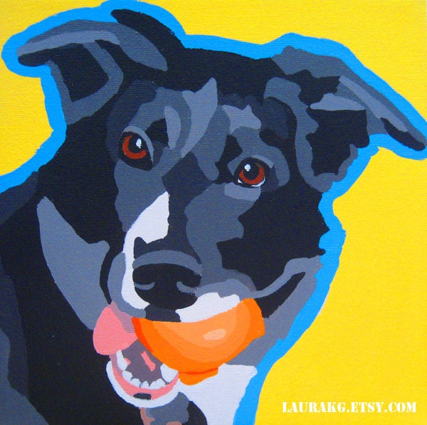 Custom 12x16 Pop Art Dog Portrait Painting of Your Pet