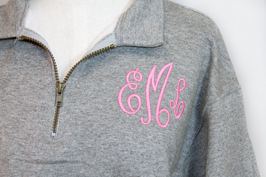 Monogram Sweatshirt 1/4 zip Personalized Preppy Sweater