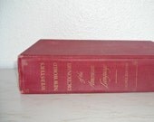 websters new world dictionary - 1960 college edition - indexed illustrated red cloth covered vintage book