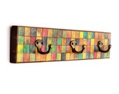 Wall Coat Rack Handmade Paper Bright Colorful Mosaic Tiles
