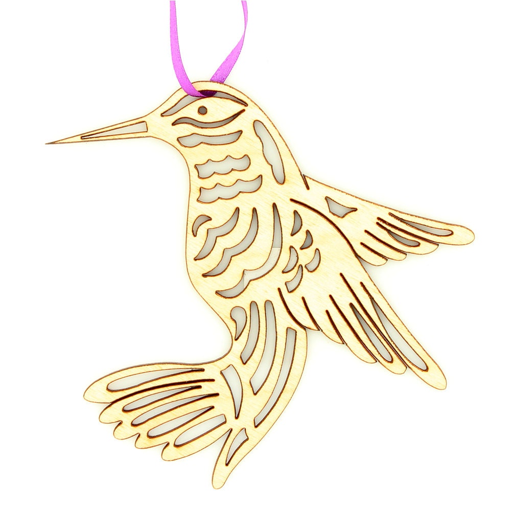 Wood Hummingbird Ornament
