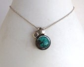 Gray and Teal Protozoan Necklace with Charm