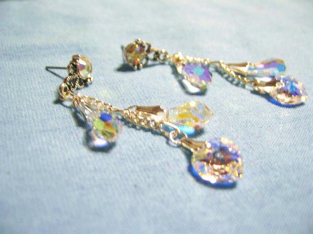 Swarovsky crystal, studs ... Sleeping Beauty .... earrings for prom to take you into a beautiful world of love and enchantment