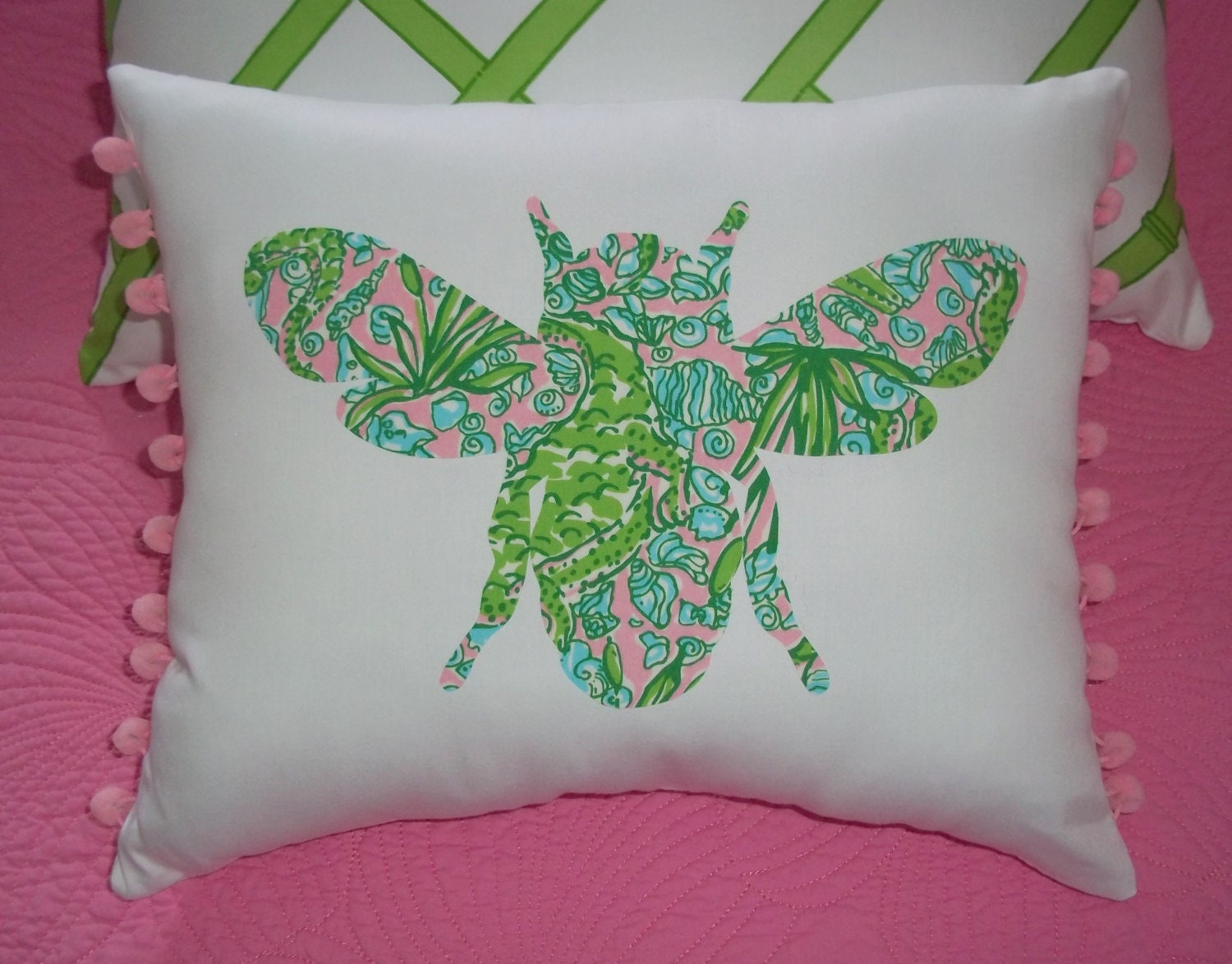 Made to Order pillow, New custom Honeybee made with Lilly Pulitzer See Ya Lator fabric