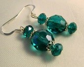 Emerald Green Earrings Sterling Silver  Faceted Crystal  Earrings St Patricks Day Irish
