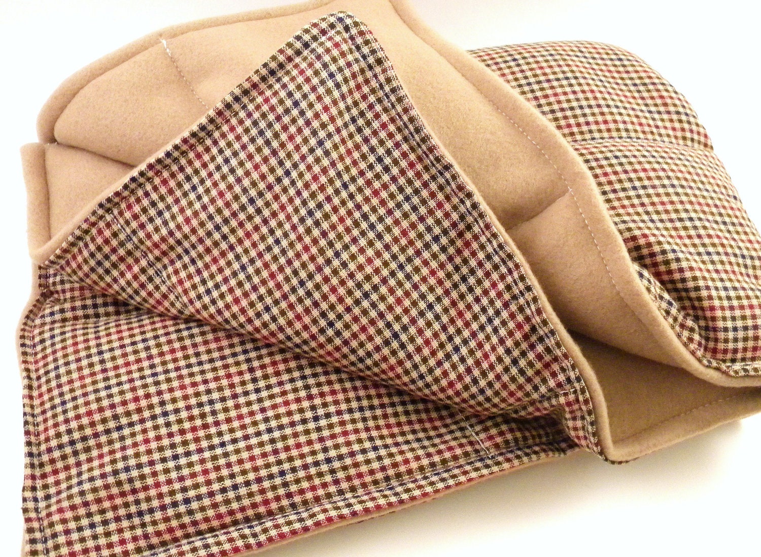 XL LARGE Heat Therapy Rice Bag, Microwave Heating Pad, Hot Cold Weighted Blanket, tan check