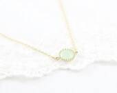 Laced Round Apple Green Drop Necklace - Handmade, Elegant, Classy, Dainty, Everyday Necklace. Sweet Heirloom Gift.