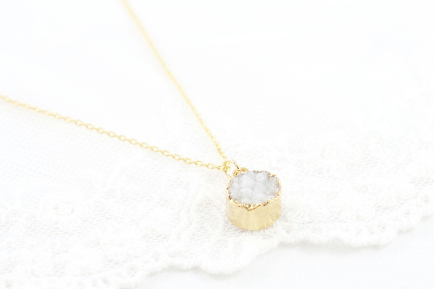 Raw Agate Drop Necklace - Handmade, Elegant, Classy, Dainty, Everyday Necklace. Sweet Heirloom Gift.