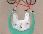 Greeting card - Bicycle cat