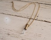 Upcycled mini bullet casing and mini natural crystal necklace