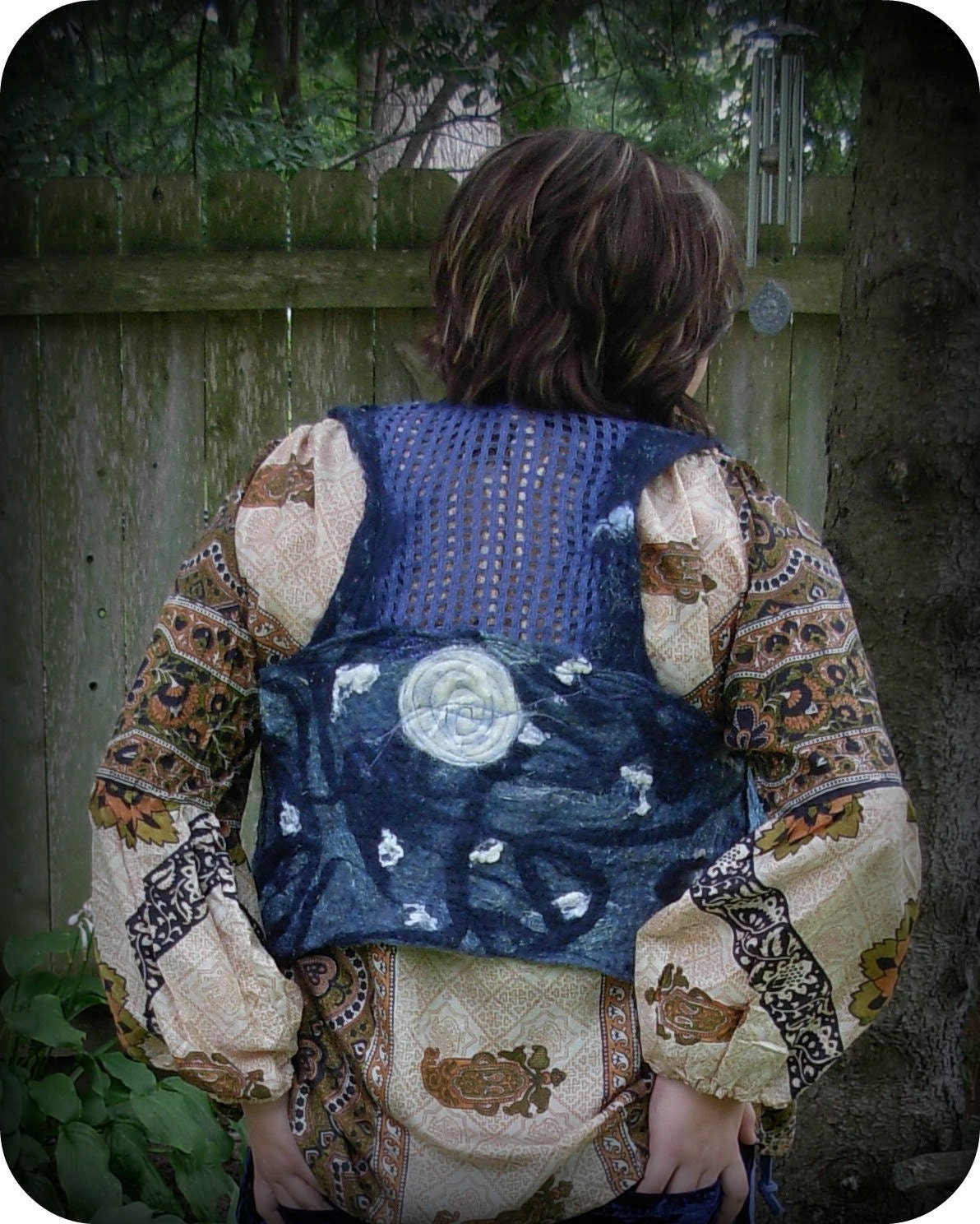 Full Moon  Crochet Hippie Nuno Felt  Vest Namaste' Creations