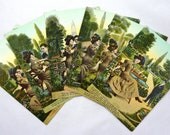 Vintage Victorian Series of Postcards Postmarked 1908, Young Couple in Park