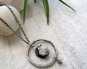 Gemstone Necklace, Rough Diamond and Sapphire Necklace, Sapphire Necklace, Oxidized silver and gemstone jewelry