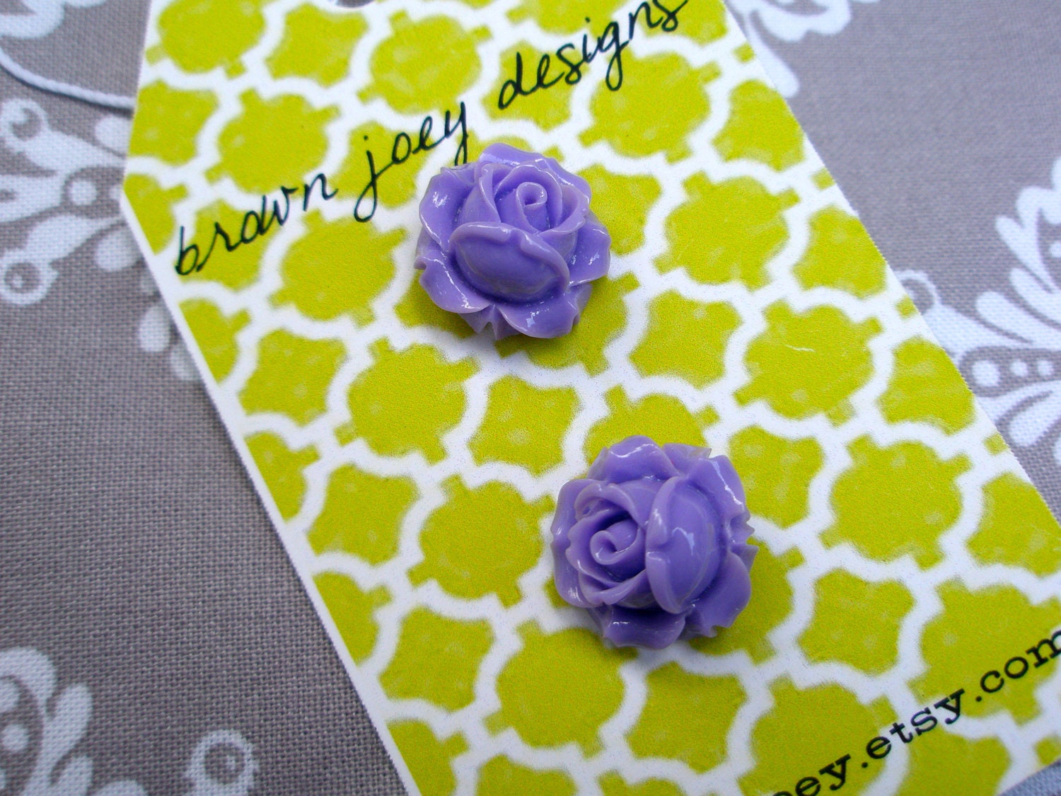 post earrings - - lilac  resin flowers - - hypoallergenic posts