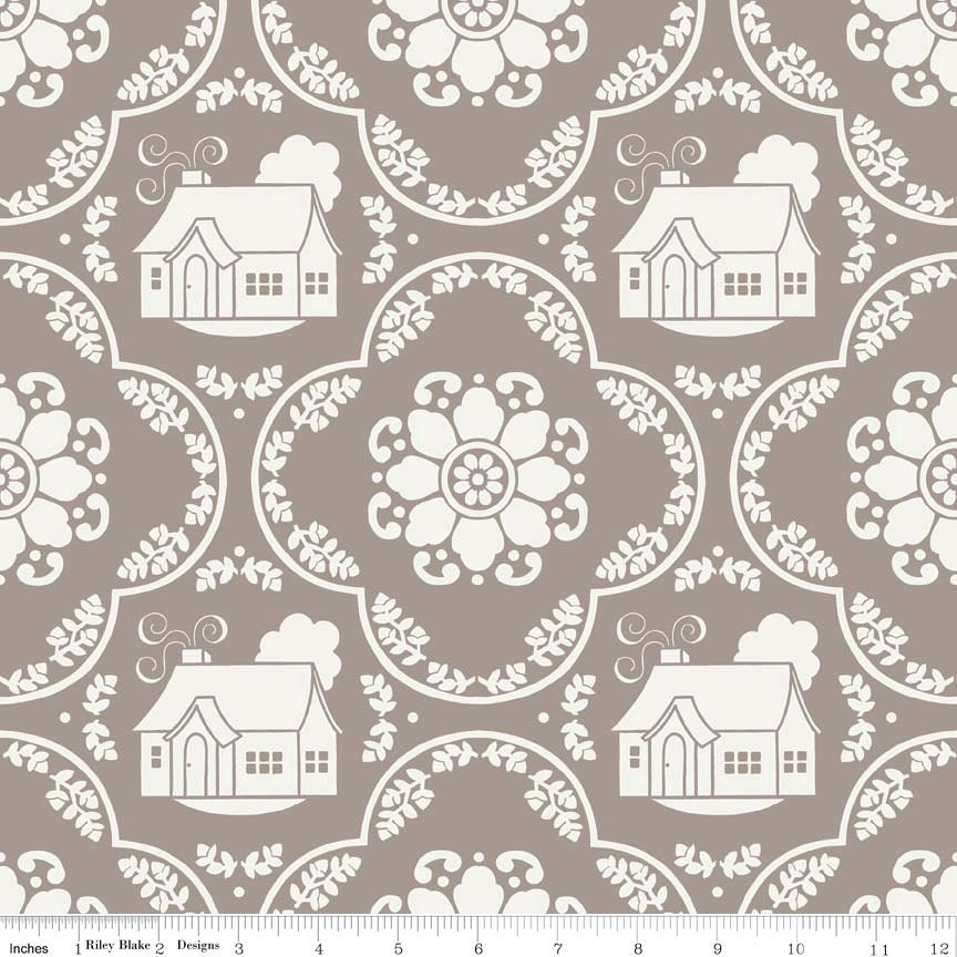 Daisy Cottage Damask in Gray by Bee in my Bonnet for Riley Blake - 1 YARD Fabric