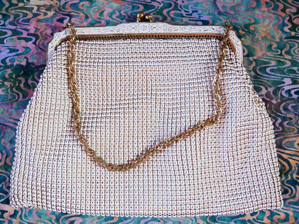 SALE Antique Whiting Davis Metal Mesh Purse Handbag